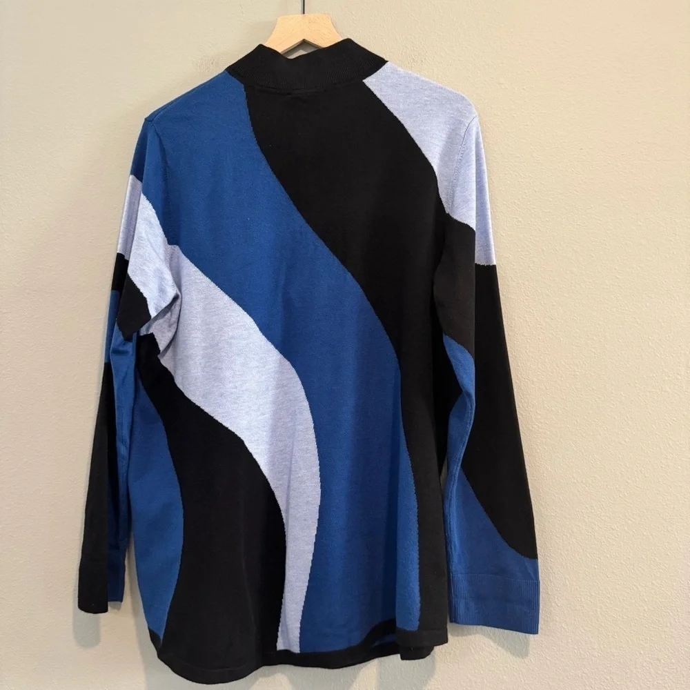 Chico’s Luxe Cashmere Blend Colorblock Pullover Top Long Sleeve 1/4 Zip XL